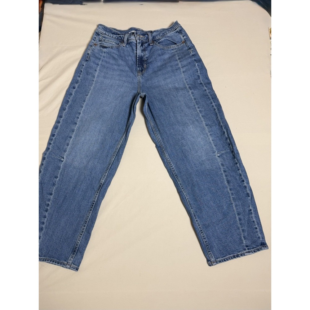 Old Navy Women's 6 Cotton High Rise Barrel Leg Jeans Effortless Cool Streetwear